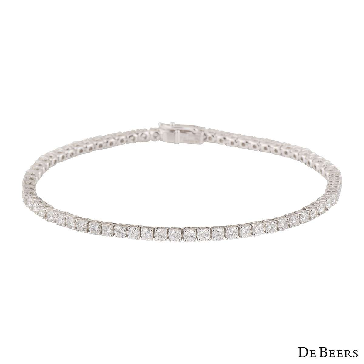 De Beers White Gold Diamond Eternity Line Bracelet | Rich Diamonds